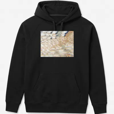 Iridescent jellyfish illustration in a prism effect with white, gold, and blue hues — printed on a unisex hoodie
