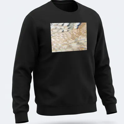 Iridescent jellyfish illustration in a prism effect with white, gold, and blue hues — printed on a unisex sweatshirt