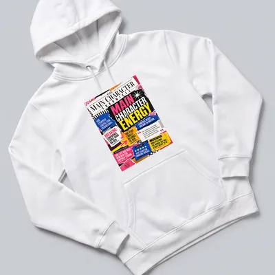 Colorful newspaper collage with empowering phrases — printed on a unisex hoodie