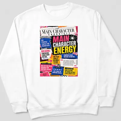 Colorful newspaper collage with empowering phrases — printed on a unisex sweatshirt