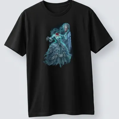 Detailed horror art of Marie Antoinette as a ghost in an elegant gown