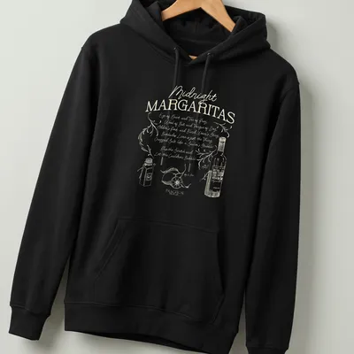Whimsical vintage design featuring margaritas and playful Halloween-themed text — printed on a unisex hoodie