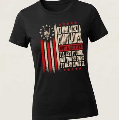 Distressed vintage t-shirt with humorous text and a skeleton hand gesture — printed on a women's shirt