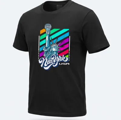 Colorful graphic of the Statue of Liberty with New York text