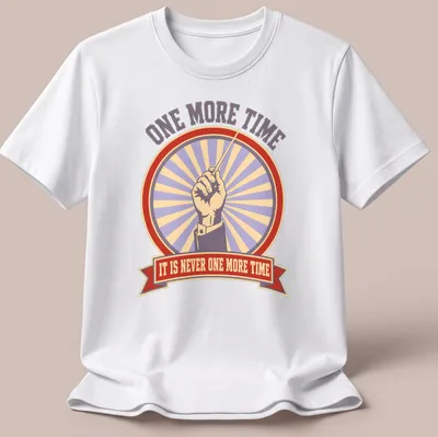 Vintage retro shirt featuring a conductor's baton and playful text