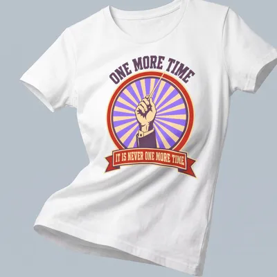 Vintage retro shirt featuring a conductor's baton and playful text — printed on a women's shirt