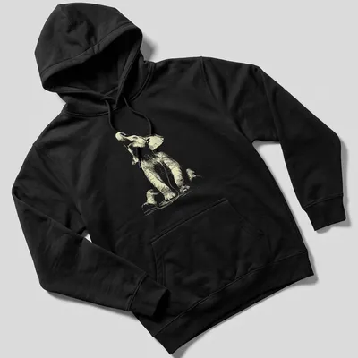 Minimalist line-art of a peaceful dog with earbuds listening to music — printed on a unisex hoodie