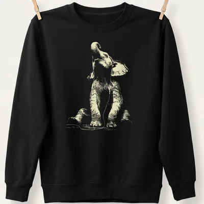Minimalist line-art of a peaceful dog with earbuds listening to music — printed on a unisex sweatshirt