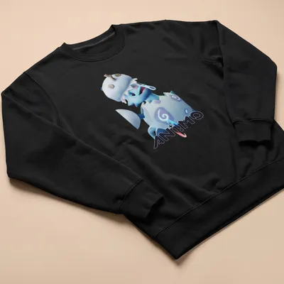 3D cartoon of Pomegg Snowfield Form with playful colors and text — printed on a unisex sweatshirt