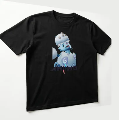 3D cartoon of Pomegg Snowfield Form with playful colors and text — printed on a unisex t-shirt (angled view)