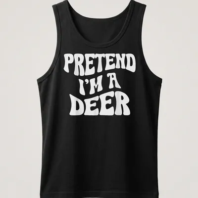Playful Halloween t-shirt with the text 'Pretend I'm A Deer' and a deer silhouette. — printed on a tank top