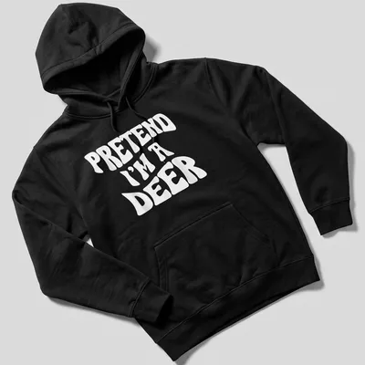 Playful Halloween t-shirt with the text 'Pretend I'm A Deer' and a deer silhouette. — printed on a unisex hoodie