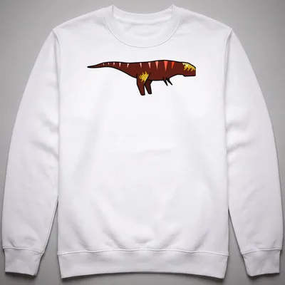 Minimalist red geometric Tyrannosaurus illustration on a t-shirt. — printed on a unisex sweatshirt