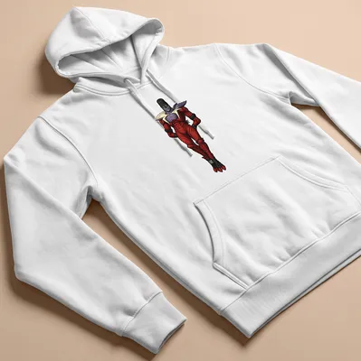 Pixel art of Rhulk from Destiny in red, black, purple, and white — printed on a unisex hoodie
