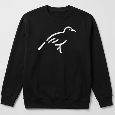 Minimalist line art of a bird in white and light gray on a — printed on a unisex sweatshirt