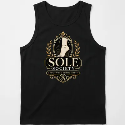 Vintage emblem design featuring a foot with anklet and playful text. — printed on a tank top