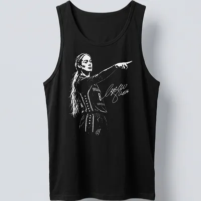 Illustration of a basketball player in action with Sophie Point Signature in bold lettering — printed on a tank top