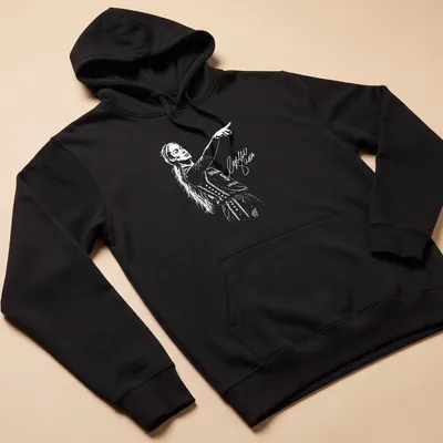 Illustration of a basketball player in action with Sophie Point Signature in bold lettering — printed on a unisex hoodie