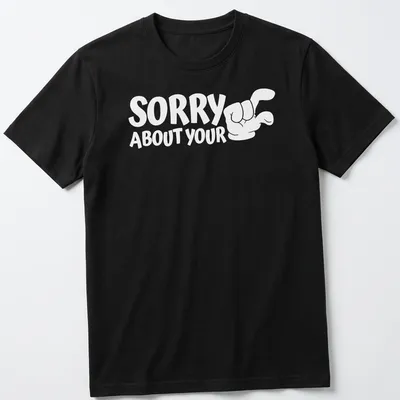 Bold typography with a cartoon muscle flexing arm on a humorous t-shirt.