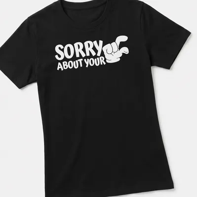 Bold typography with a cartoon muscle flexing arm on a humorous t-shirt. — printed on a women's shirt