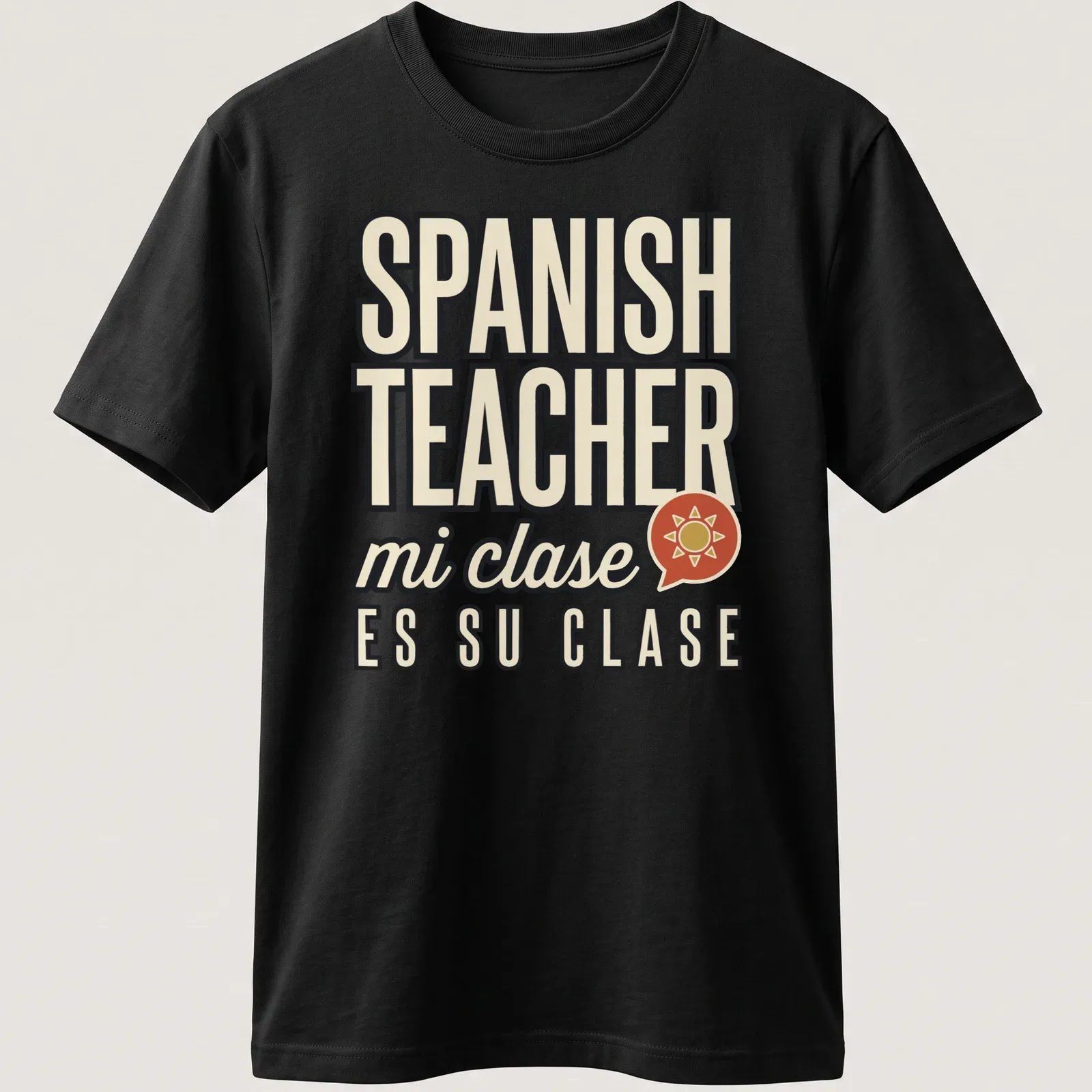 Retro t-shirt for Spanish teachers with vibrant, playful text. — printed on a unisex t-shirt
