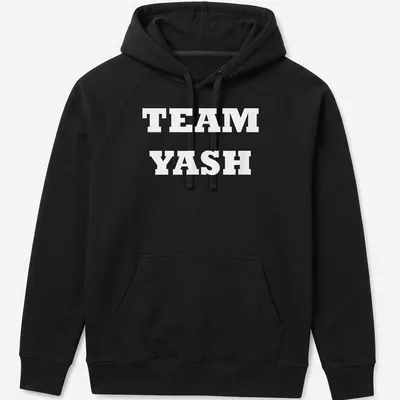 Bold TEAM YASH typography t-shirt for fans and supporters — printed on a unisex hoodie