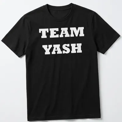 Bold TEAM YASH typography t-shirt for fans and supporters