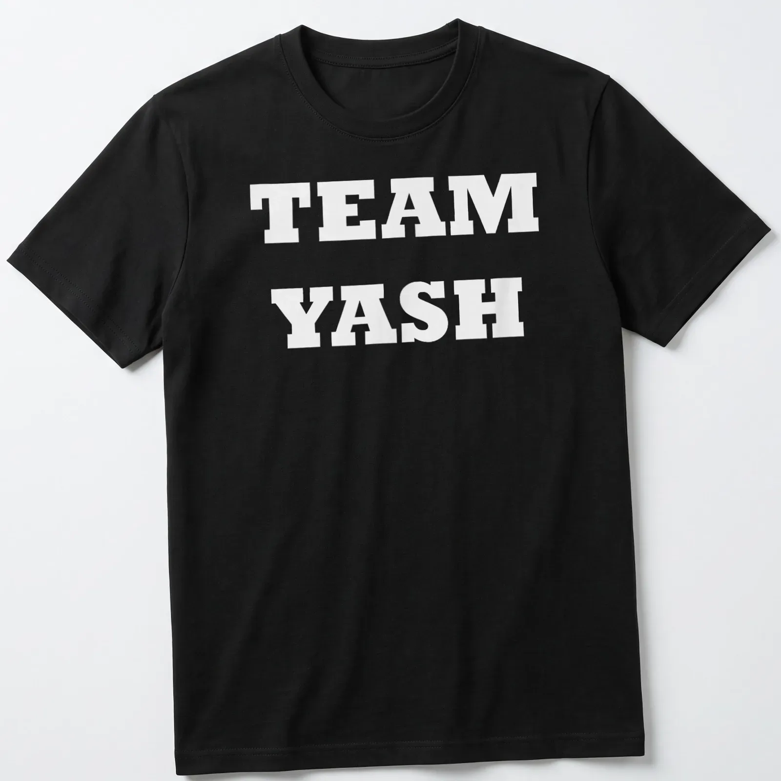 Bold TEAM YASH typography t-shirt for fans and supporters — printed on a unisex t-shirt
