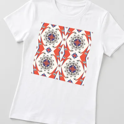 Kaleidoscopic fanart of Davy Jones' eyes in abstract geometric patterns — printed on a women's shirt