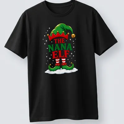 Colorful cartoon design featuring a Nana Elf with festive colors