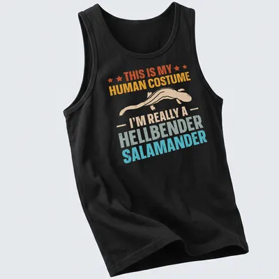 Retro distressed tee featuring a hellbender salamander and playful text — printed on a tank top