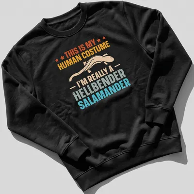 Retro distressed tee featuring a hellbender salamander and playful text — printed on a unisex sweatshirt