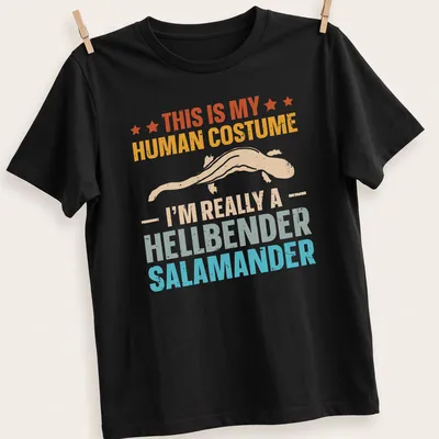 Retro distressed tee featuring a hellbender salamander and playful text