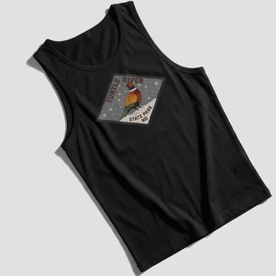 Vintage illustration of a bird with Turtle River State Park text — printed on a tank top