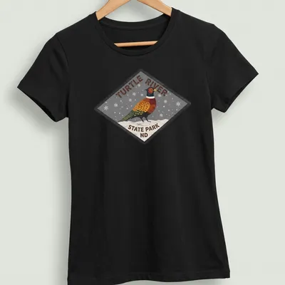 Vintage illustration of a bird with Turtle River State Park text — printed on a women's shirt
