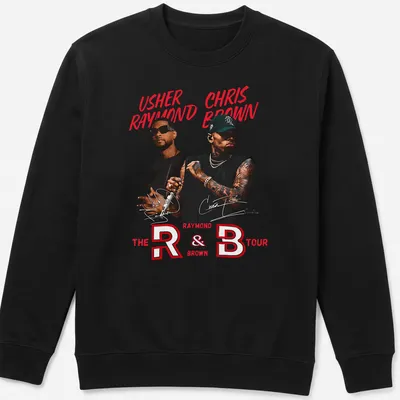Bold graphic tee featuring Usher and Chris Brown for R&B Tour — printed on a unisex sweatshirt