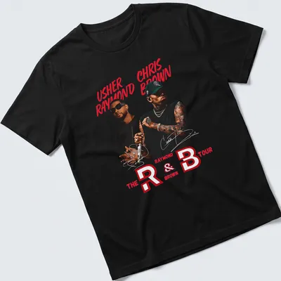 Bold graphic tee featuring Usher and Chris Brown for R&B Tour