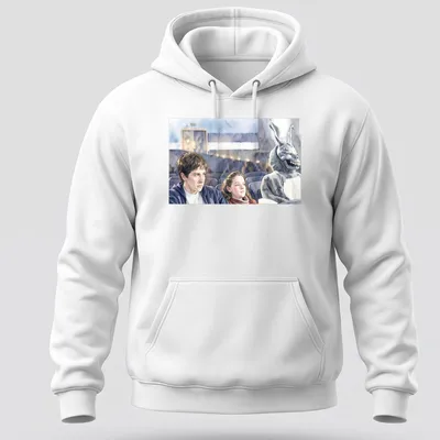 Watercolor design of a bunny suit character with humorous text — printed on a unisex hoodie