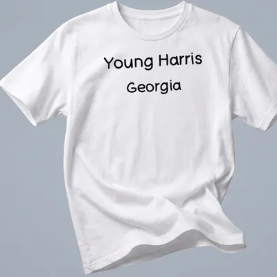 Handwritten Young Harris Georgia T-shirt with playful design