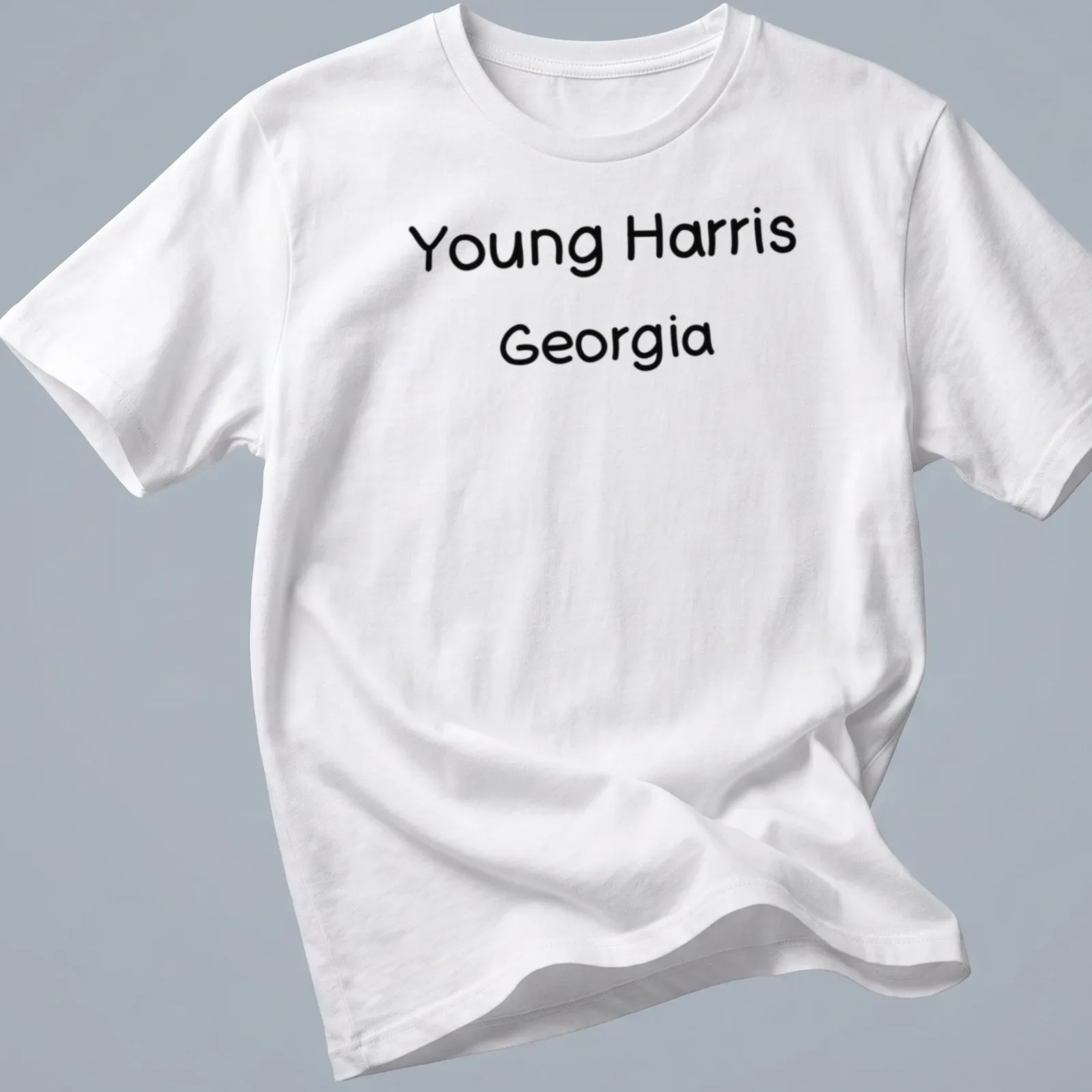 Handwritten Young Harris Georgia T-shirt with playful design — printed on a unisex t-shirt